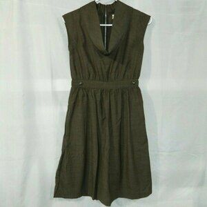 Covet Taupe Brown Cap Sleeve  Knee Length Cowl Neck Dress size 2 wool blend